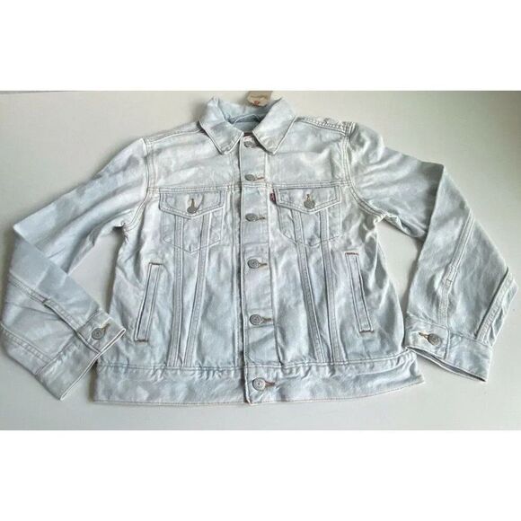 Levi’s Women’s 29944153 Embroidered Ex Boyfriend Jean Denim Trucker Jacket Sz XS - Picture 6 of 11